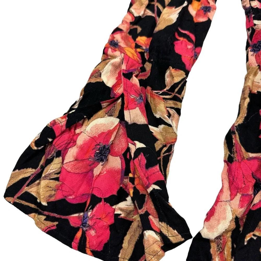 FREE PEOPLE: Tegan Black Floral Long Sleeve Mini Dress -Size 4